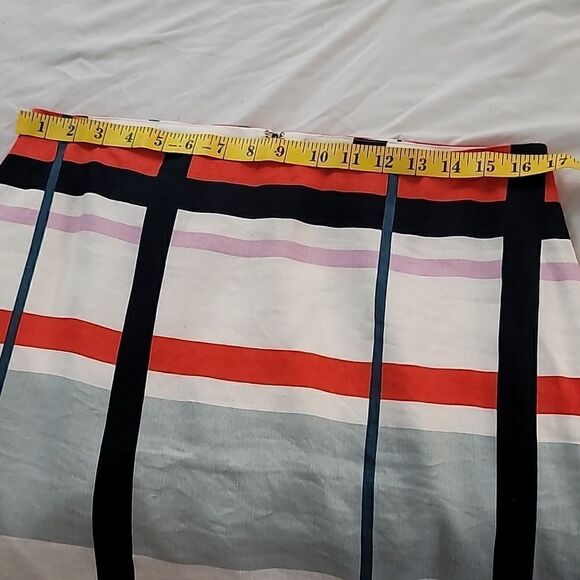 Ann Taylor Picnic Stripe Ruffle Hem Linen Blend Skirt - Picture 7 of 9